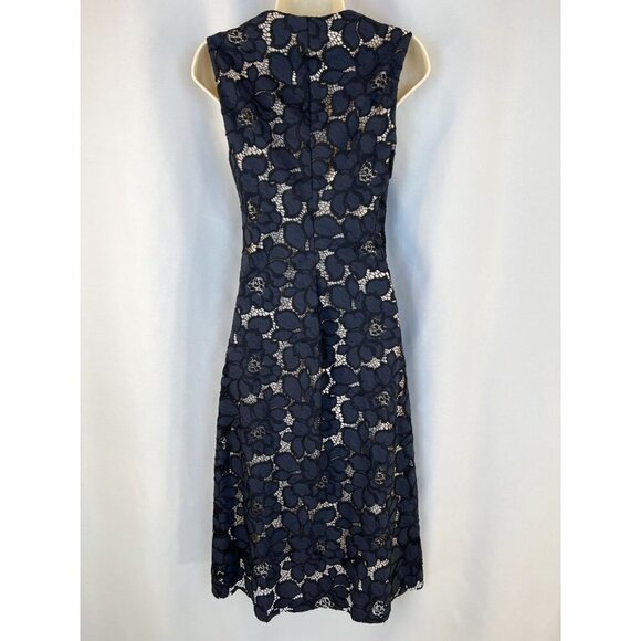 Zara Woman Navy Blue Lace V-Neck Midi Dress $98 - Picture 8 of 14